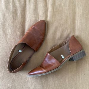 Brown open side booties